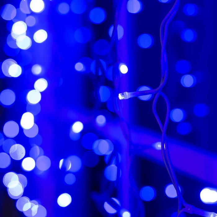 Гирлянда «Занавес» 2 × 1.5 м, IP44, УМС, белая нить, 360 LED, свечение синее, 220 В - фото 1899645592