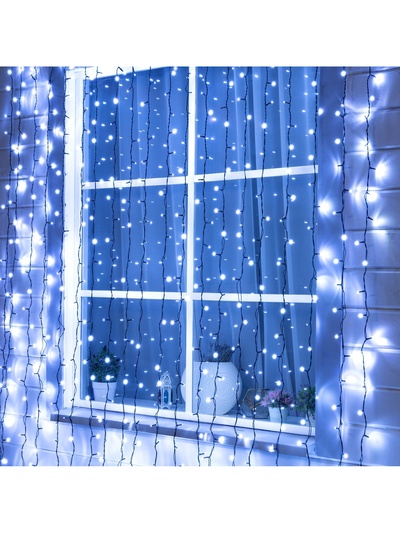 Гирлянда «Занавес» 2×3 м, IP44, УМС, тёмная нить, 760 LED, свечение белое, мерцание, 220 В