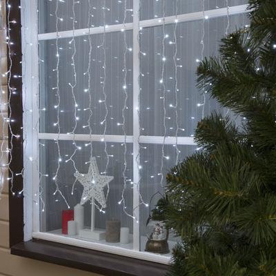 Гирлянда «Занавес» 2×1.5 м, IP44, УМС, белая нить, 360 SMD-LED, свечение белое, 220 В