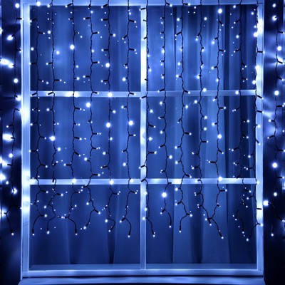 Гирлянда «Занавес» 2×1.5 м, IP65, УМС, тёмная нить, 360 LED, свечение белое, 220 В