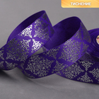 Лента репсовая с тиснением «Орнамент», 25 мм, 18 ± 1 м, цвет тёмно-фиолетовый - Фото 1