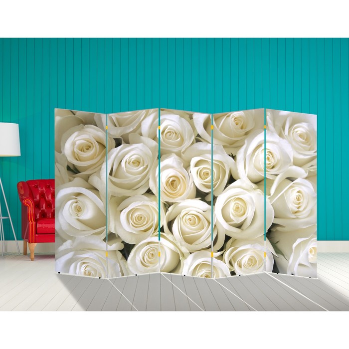 Ширма "Белые розы", 250 х 160 см