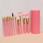 Набор кистей для макияжа, 12 предметов, футляр, цвет розовый - Фото 2