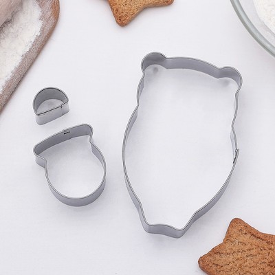 Набор форм для вырезания печенья «Мишка», 2 шт, 8×5,5×2 см, цвет хромированный