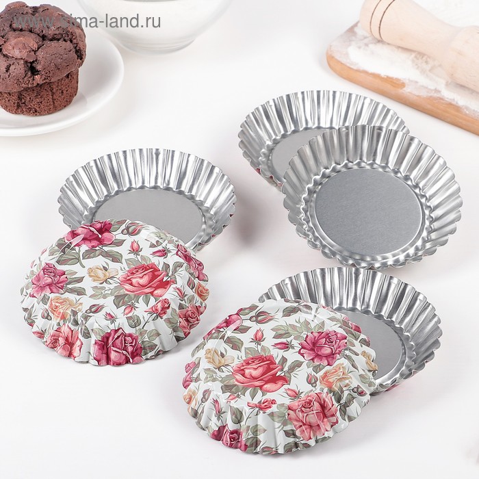 Набор форм для выпечки Доляна «Подсолнух. Розарий», 10×2.5 см, 6 шт. - Фото 1