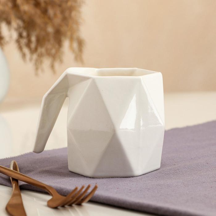 Кружка "Оригами", белая, керамика, 0.3 л - Фото 1