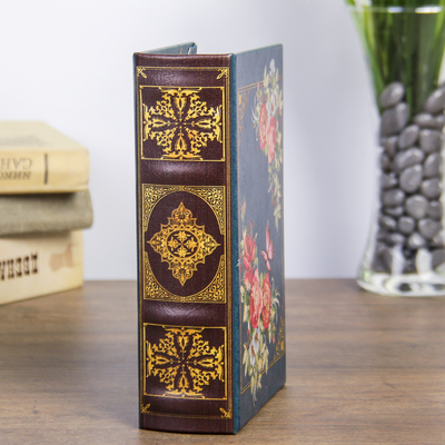 Шкатулка книга - сейф «Ретро. Цветы. Бабочки», кожзам, 17×11×5 см