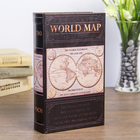 Сейф-книга дерево "Карта мира" кожзам 21х13х5 см - фото 320538985