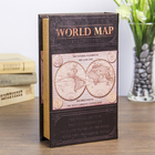 Сейф-книга дерево "Карта мира" кожзам 21х13х5 см - Фото 5