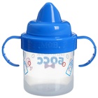 Поильник детский M&B «Маленький босс» с твёрдым носиком, от 9 мес., 140 мл., с ручками, синий - Фото 5