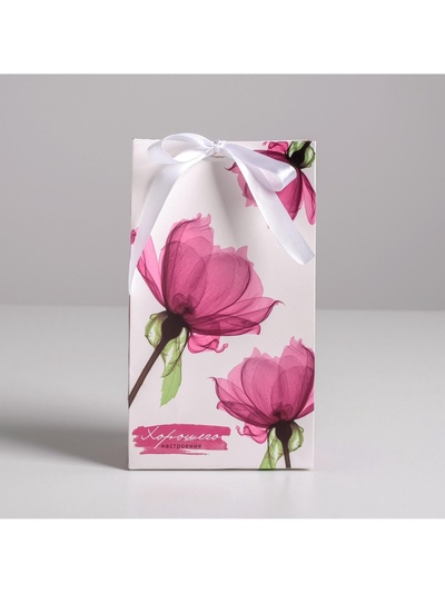 Пакет подарочный с лентой, упаковка, «Хорошего настроения», 13×23×7 см