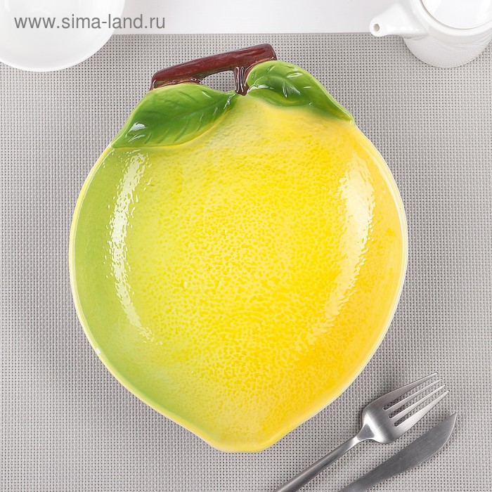 Тарелка «Лимон», 24,5×20×4 см, цвет жёлтый - Фото 1