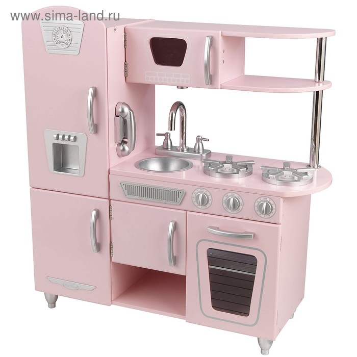 Игровая кухня из дерева «Винтаж», цвет розовый - Фото 1