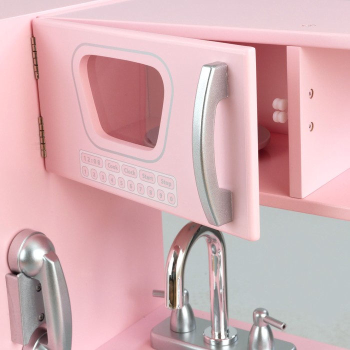 Игровая кухня из дерева «Винтаж», цвет розовый - фото 1890797356
