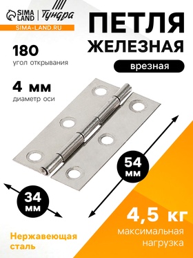 Петля, 54х30х1 мм, нержавеющая сталь (20 шт)