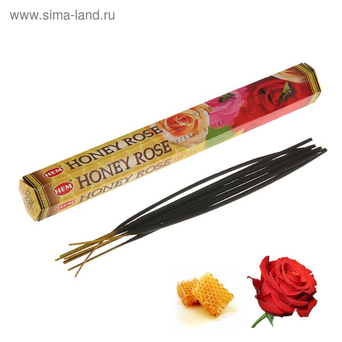 Благовония "HEM Honey Rose" (Мёд и роза), шестигранник, 20 палочек - Фото 1