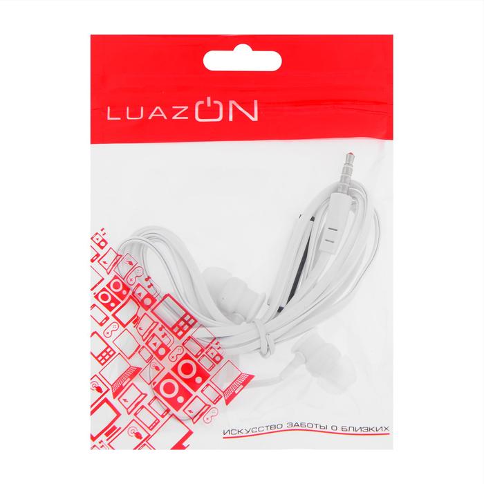 Наушники LuazON W-16, вакуумные, микрофон, плоский провод, кнопка ответа, МИКС - фото 51296005