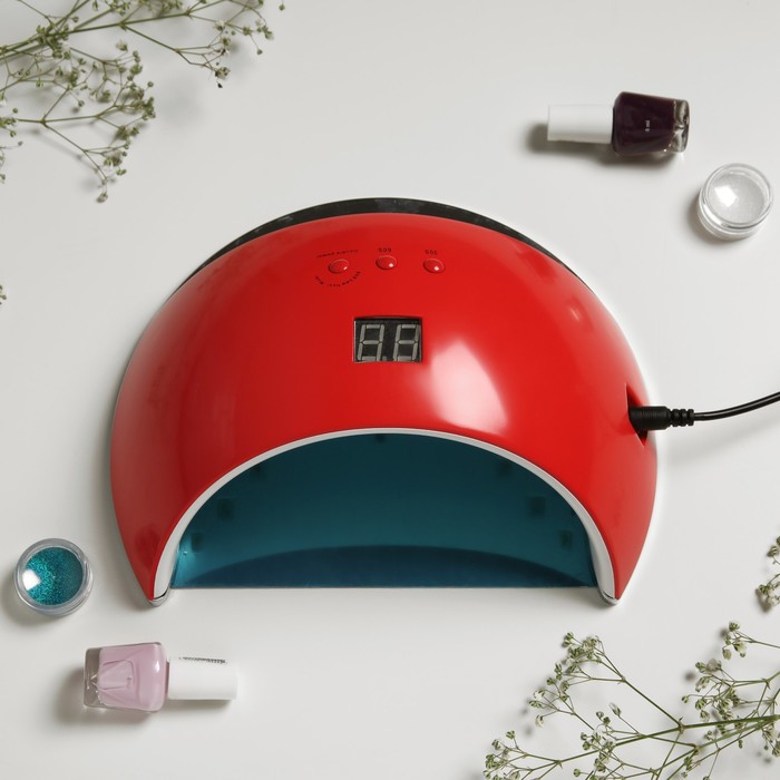 Лампа для маникюра Luazon LUF-22, LED, 21 диод, 48 Вт, таймер, 220 В, красная - Фото 1