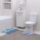 Набор ковриков для ванной и туалета Доляна «Геометрия цветов», 2 шт: 40×45, 45×75 см - фото 318146444