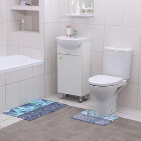 Набор ковриков для ванной и туалета Доляна «Геометрия цветов», 2 шт: 40×45, 45×75 см