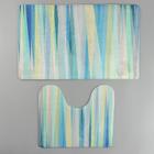 Набор ковриков для ванной и туалета Доляна «Бирюза», 2 шт, 40×45, 45×75 см - фото 24472790