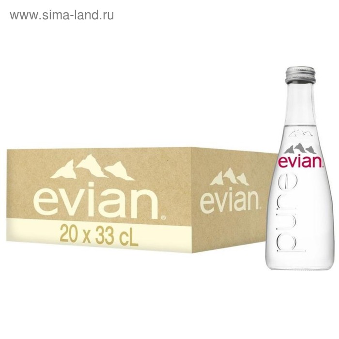 Вода минеральная негазированная Evian, 0,33 л, стекло (20 шт. в упаковке)