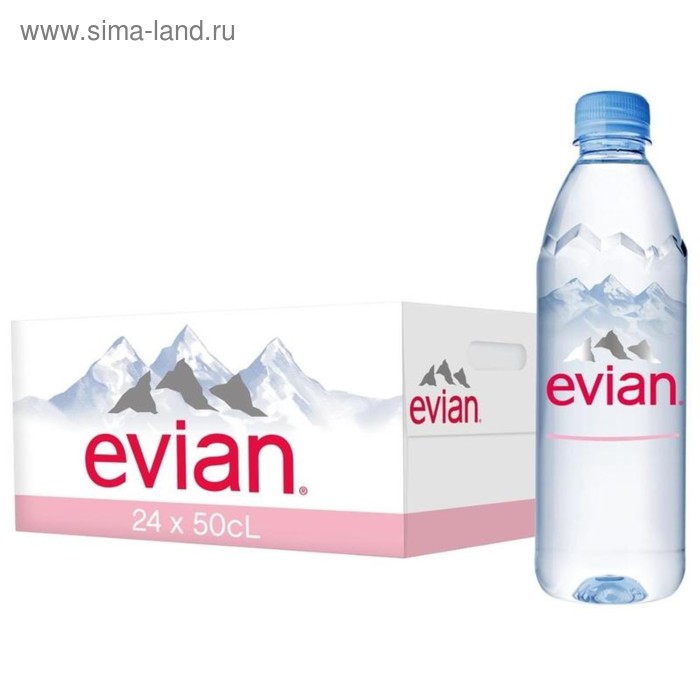 Вода минеральная негазированная Evian, 0,5 л (24 шт. в упаковке)