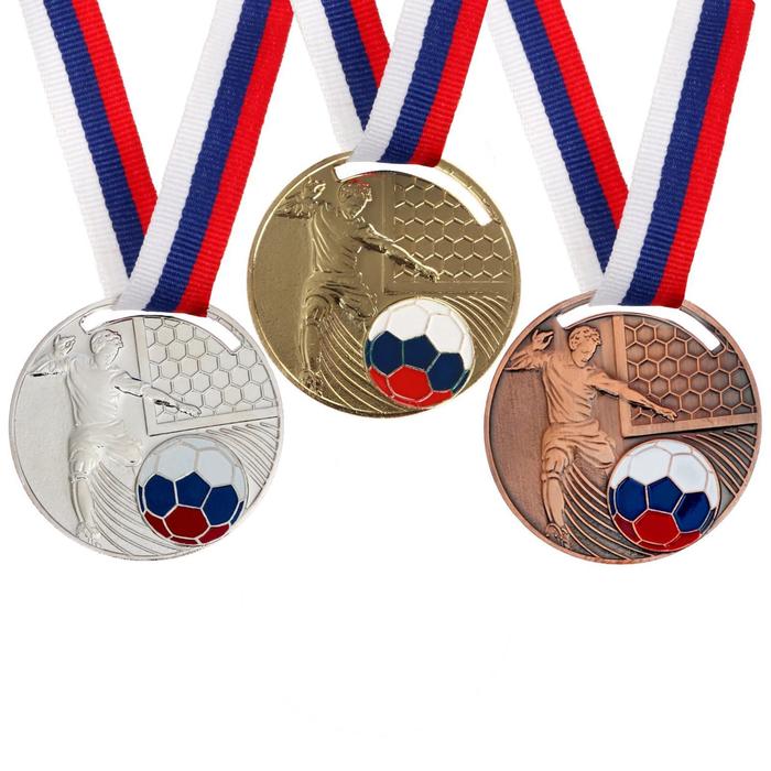 Медаль тематическая 139 «Футбол», d= 5 см. Цвет золото. С лентой - Фото 1