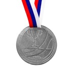 Медаль призовая 079 диам 6 см. 2 место, триколор. Цвет сер. С лентой - Фото 3