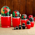 Матрёшка дерево «Хохлома», красное платье, 10 кукольная, 26 см - Фото 2