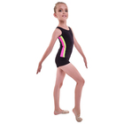 Майка гимнастическая «Плеяда», размер 34, цвет чёрный/розовый/лимон - Фото 1