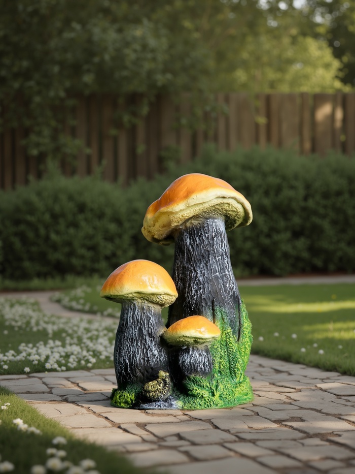 Садовая фигура из полистоуна «Гриб - подосиновик тройной», 21 см - Фото 1