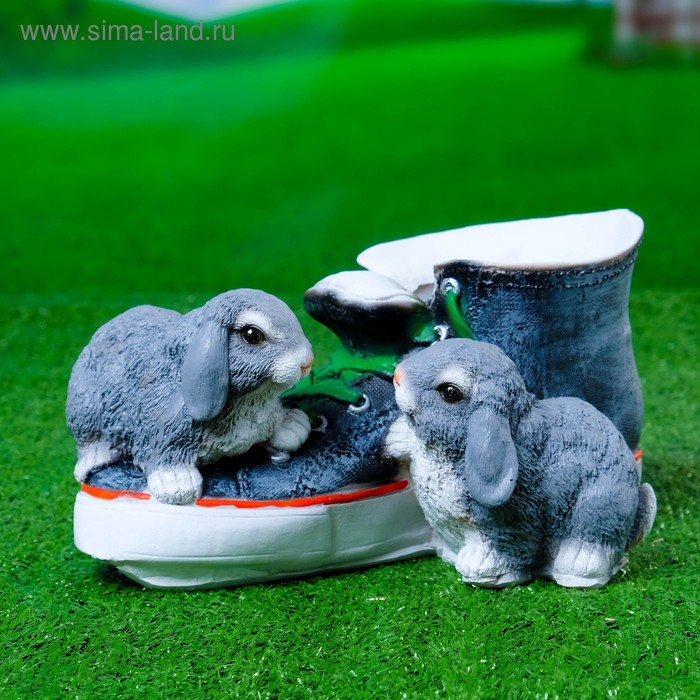 Фигурное кашпо "Кед с зайцами" 14х18х28см - Фото 1