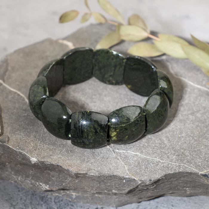 Браслет пластина «Змеевик», d= 5,5 см - Фото 1