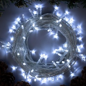 УЦЕНКА Гирлянда «Нить», 10 м, IP20, 100 LED, 220 В, 8 режимов, прозрачная нить, свечение белое 4096581