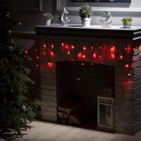 УЦЕНКА Гирлянда «Бахрома», 1.8×0.5 м, IP20, 48 LED, 220 В, 8 режимов, тёмная нить, свечение красное 4096730