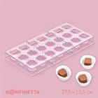 Форма для конфет и шоколада KONFINETTA «Куб», пластик, 27.5×13.5×3 см, 21 ячейка (2.5×2.5 см), прозрачная - Фото 1