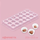 Форма для конфет и шоколада KONFINETTA «Сердца», пластик, 27.5×13.5 см, 21 ячейка (2×3 см), прозрачный - Фото 1