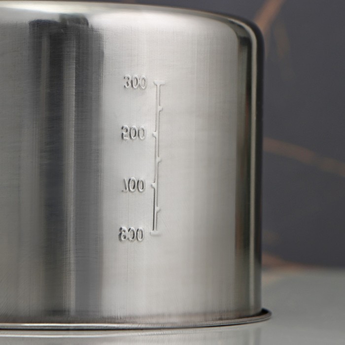 Ковш из нержавеющей стали «Базис», 950 мл, d=14 см, с мерной шкалой, металлическая ручка - фото 1881928302