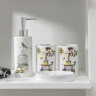 Аксессуары для ванной «Клетка», 4 предмета, дозатор 300 мл, мыльница, 2 стакана, белые - Фото 1