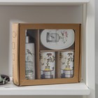 Аксессуары для ванной «Клетка», 4 предмета, дозатор 300 мл, мыльница, 2 стакана, белые - Фото 4