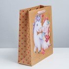 Пакет вертикальный крафтовый «Любовь любовь», MS 18 × 23 × 8 см - Фото 2