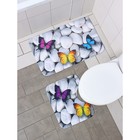 Набор ковриков для ванной и туалета Доляна «Камни», 2 шт, 40×50 см, 50×80 см, цвет белый - Фото 1
