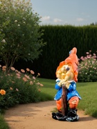 Садовая фигура из полистоуна «Гном с мотыгой», 46×22×21 см - Фото 3