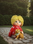 Садовая фигура из полистоуна «Домовой с котом», 39×26×28 см - Фото 3