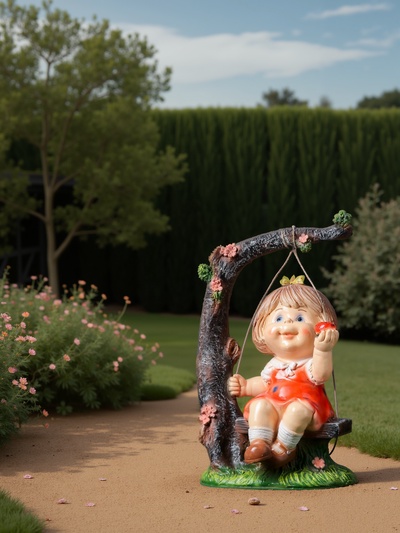 Садовая фигура из полистоуна «Девочка на качелях», 48 см