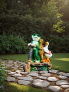 Садовая фигура из полистоуна «Зверюшки на самокате», 30×10.5×28 см - Фото 3