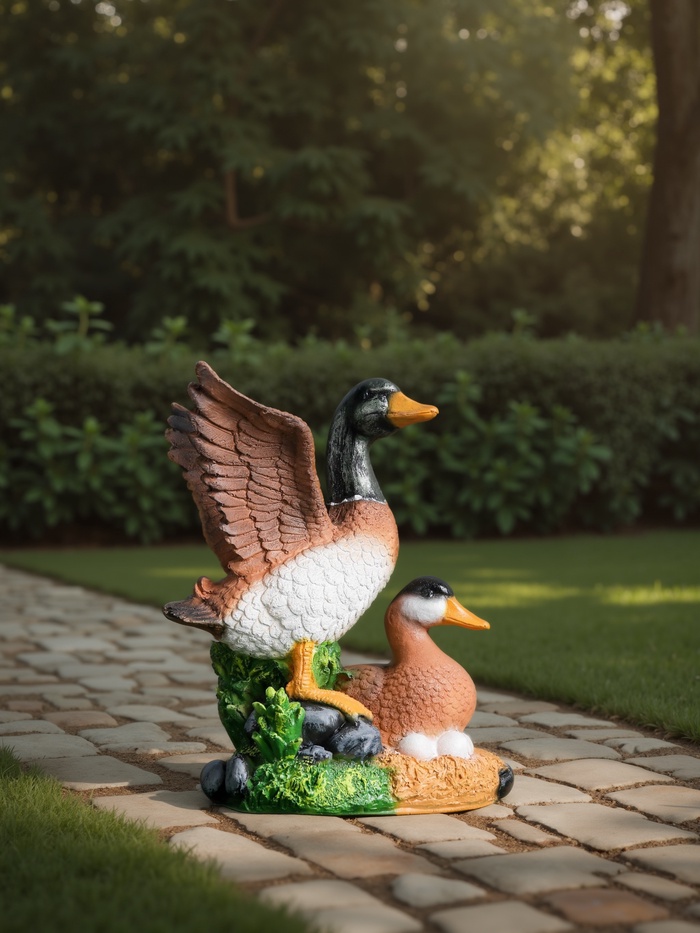 Садовая фигура из полистоуна «Утка с селезнем», 35 см - Фото 1