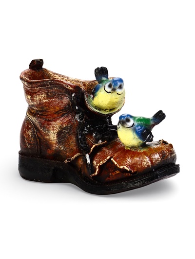 Декоративное кашпо для цветов «Ботинок с двумя птичками», 1.8 л, 18×14 см, полистоун