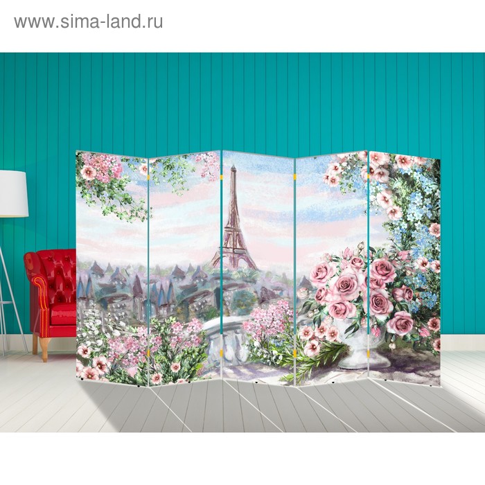 Ширма "Картина маслом. Розы и Париж", 250 х 160 см - Фото 1